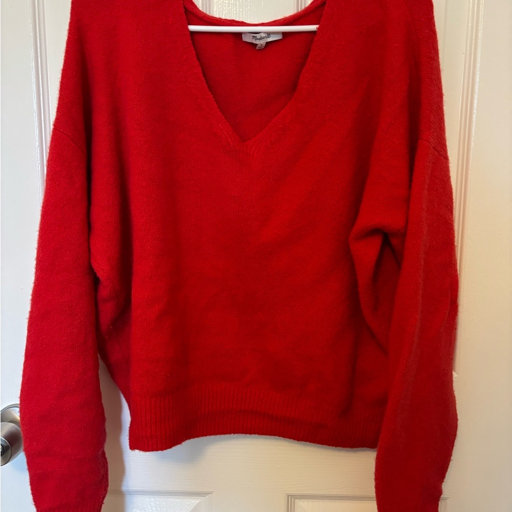 Madewell Bright Red V-Neck Sweater